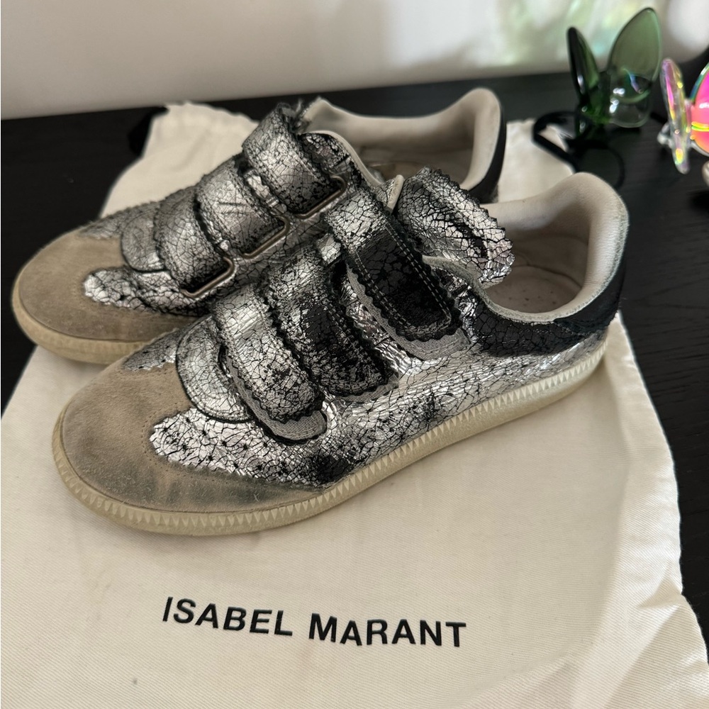Isabel Marant Silver Velcro Sneakers